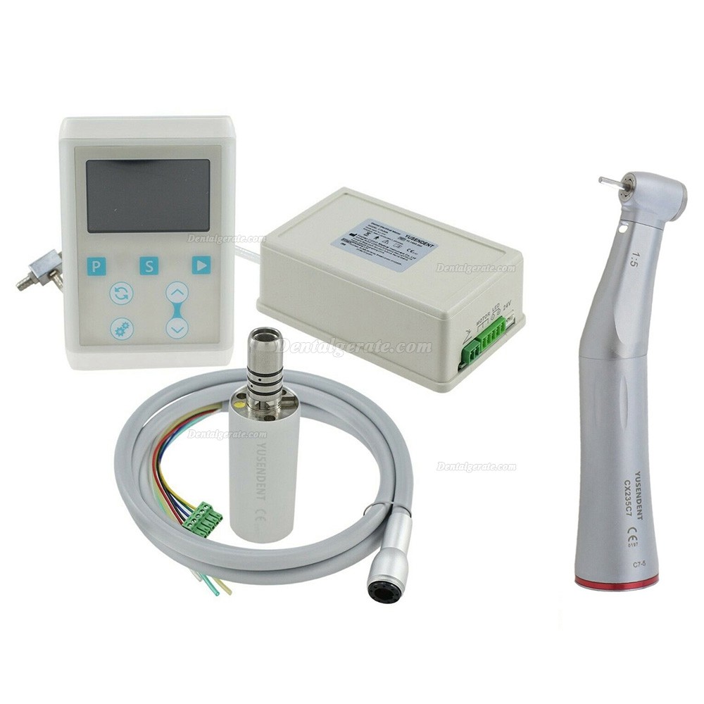 YUSENDENT C-PUMA INT+ Dental Eingebauter Elektromotor + CX235C7-1 1:5 Glasfaser Rotes Winkelst&uuml;ck